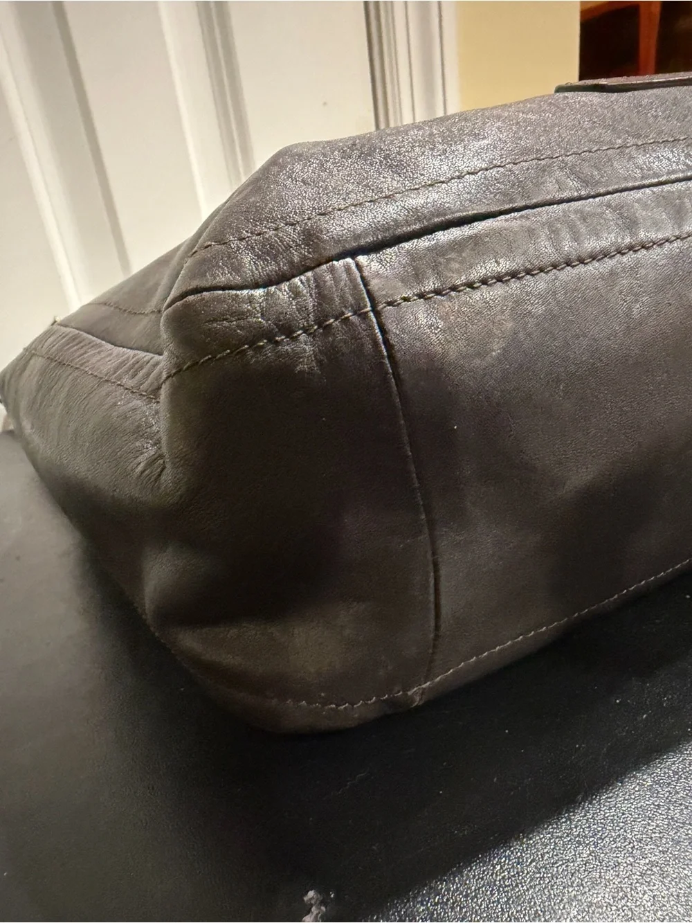Cole Haan dark Brown Leather Messenger Bag with Adjustable Strap
